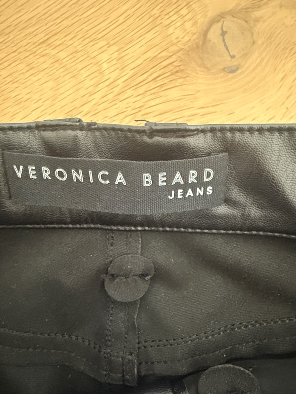 Veronica Beard Black Faux Leather Flare Jeans - Picture 2 of 6